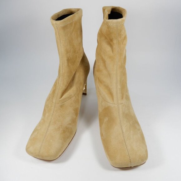 Nicholas Kirkwood Maeva Faux Pearl Stretch Booties 38 8 Curved Heel Suede $895 - Picture 15 of 15